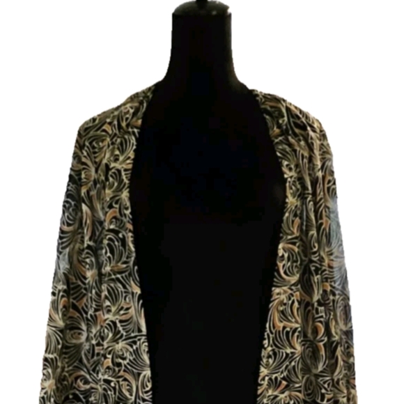 Anthropologie Elegant Black & Tan Patterned Women's Kaftan-Size M/L - Picture 13 of 17